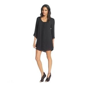 ASTR Lace Trim Black Shift Dress